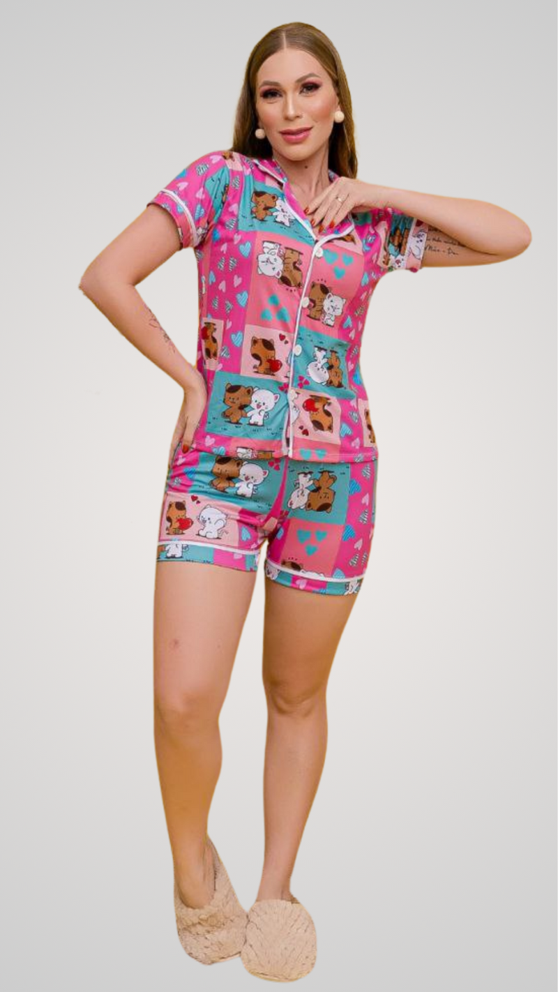 PIJAMA AMERICANO ESTAMPADO - GATINHO